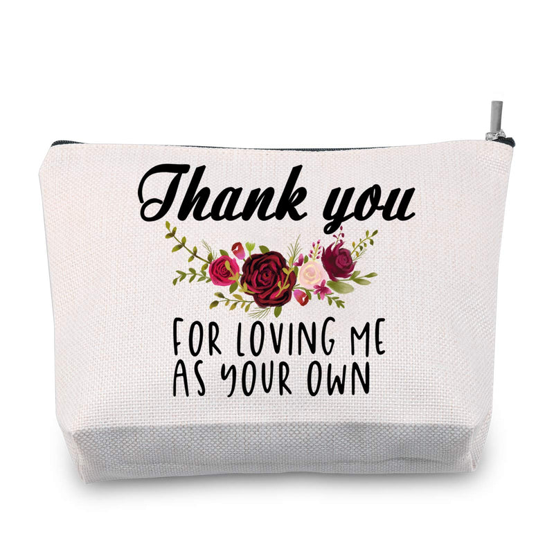 [Australia] - LEVLO Stepmom Gifts Thank You For Loving Me As Your Own Makeup Bags for Mother in law Mother’s day Birthday Gift (Loving Me As Your Own) 