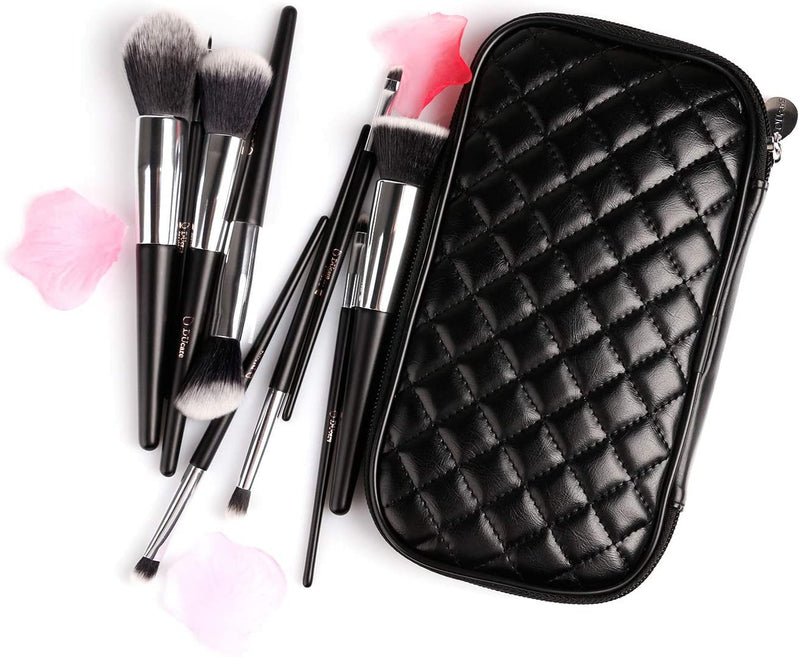 [Australia] - DUcare Makeup Brush Set 10Pcs Professional Makeup Brushes with Case Women Gift Premium Synthetic Kabuki Foundation Blending Brush Face Powder Blush Concealers Eye Shadows with Bag 10pcsBlack 