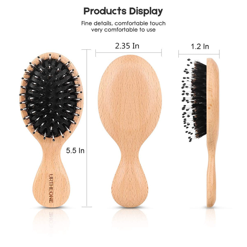 [Australia] - Hair Brush Mini Boar Bristle Hairbrush Pocket Travel Small Paddle Hair Brush for Men Women Kids for Thick Curly Thin Long Short Wet or Dry Hair Detangle Massage Add Shine Black1 