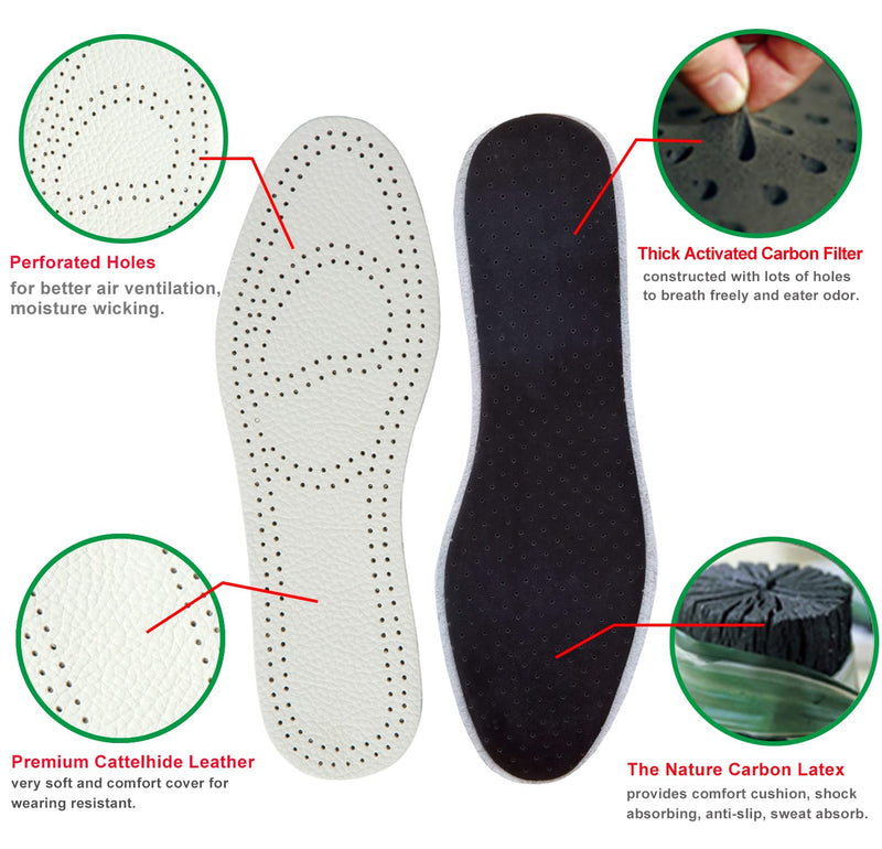 [Australia] - Leather Insoles for Women Boot Inserts Nonslip Shoe Pads for Men Thin Leather Soles of Shoe for Odor Eaters Black Leather Inserts for Men (3 Pairs/ Mens 7-7.5 / Womens 9-9.5 M US) 3 Pairs/Mens 7-7.5 / Womens 9-9.5 M US 