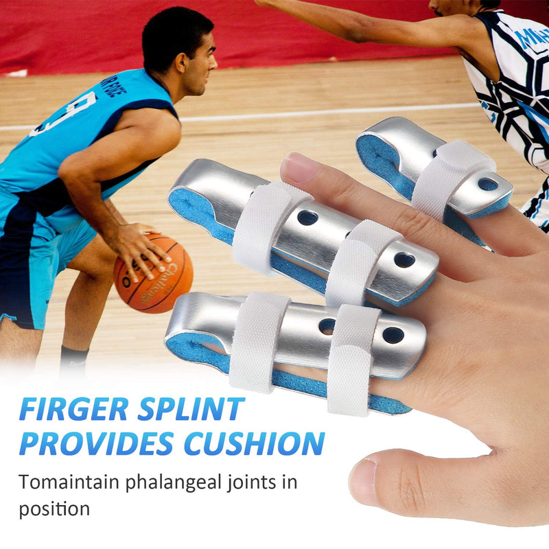 [Australia] - 6 Pieces Finger Splints Metal Finger Support Finger Stabilizer for Adults and Children Finger Knuckle Joint Fixation, 3 Sizes (Blue) Blue 