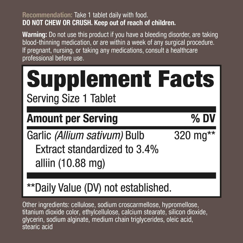 [Australia] - Nature's Way Garlinase 5000; 3.4% Garlic Extract Per Serving; 100 Enteric-Coated Tablets (Packaging May Vary) 
