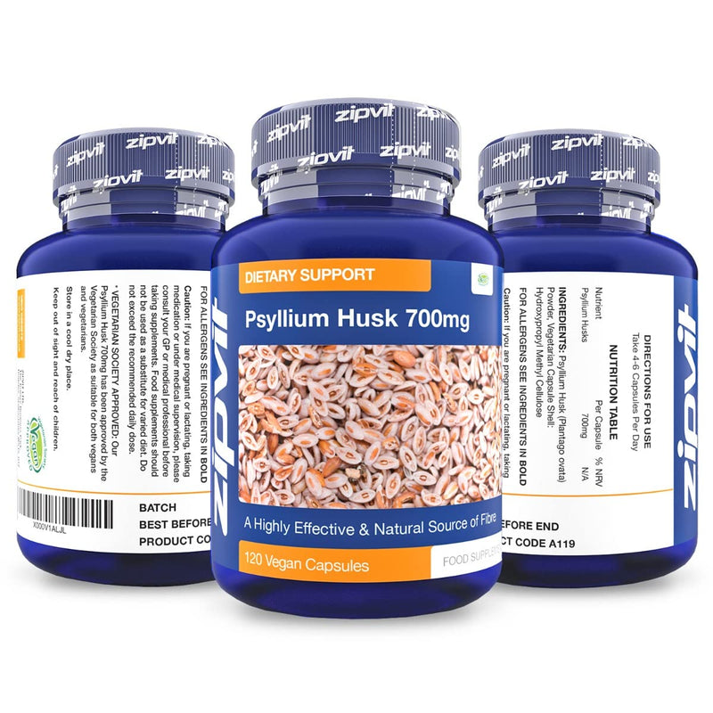 [Australia] - Psyllium Husk Capsules. 700mg Psyllium Husk Powder Per Capsule, 120 Vegan Capsules. Psyllium Husks Fibre Supplement. 