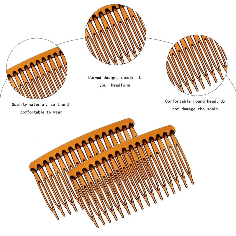 [Australia] - DaricowathX 8 Pieces Hair Combs, 8.5 cm Hair Side Comb Set Slides Tortoise Plain Hair Combs Clear Plain Hair Combs Side Combs Hair Combs(Coffee) 