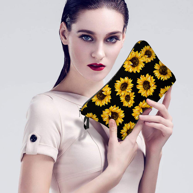 [Australia] - Cosmetic Bag MRSP Makeup bags for women,Small makeup pouch Travel bags for toiletries waterproof sunflower (51728) sunflower (51728) 