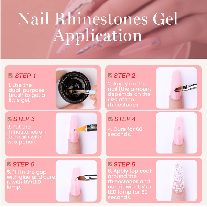 [Australia] - Beetles 15ml Nail Art Rhinestone Glue Gel Clear No Wipe Adhesive Resin Gems Diamonds Jewelry Gel Nail Polish Decoration With 2 Dual-Purpose Brush Pen 1 Wax Pencil Rhinestone Gel 