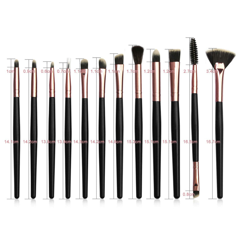 [Australia] - Vtrem 12 PCs Eyeshadow Brushes Set Professional Nylon Makeup brushes Eye Shadow Powder Blending for Eyebrows, Eyeliner Blush Concealer Liquid Cream Kabuki Make Up Brush Best for Gifts - Black 12PCs Eye Makeup Brushes / Black 