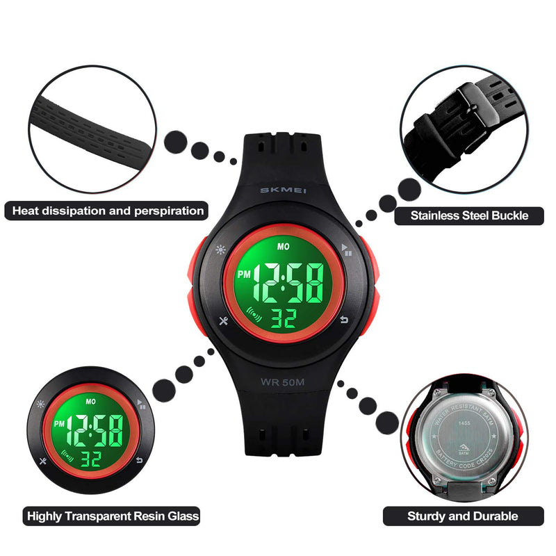 [Australia] - YxiYxi Kids Watch Digital Waterproof for Girls Boys Toddler Cute Sport Outdoor Multifunctional Watches with Luminous Alarm Stopwatch 7 Colorful LED Wrist Watch for 5-10 Year Little Child Black 