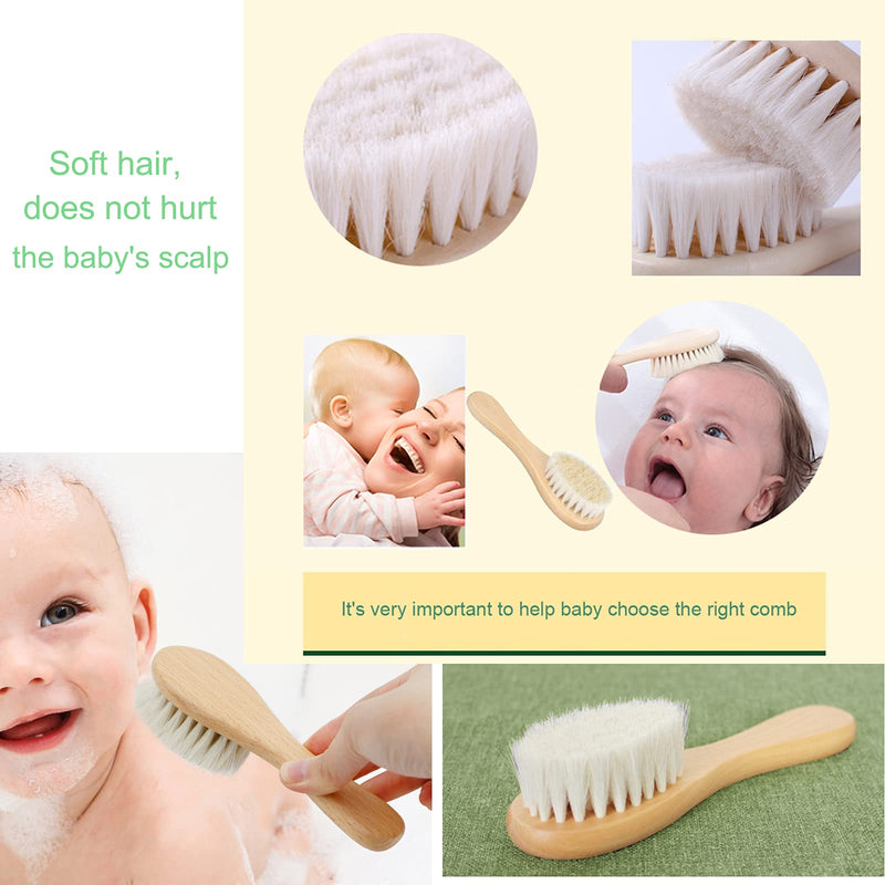 [Australia] - Molylove Baby Hair Brush with Wooden Handle and Super Soft Goat Bristles for Newborns & Toddlers 