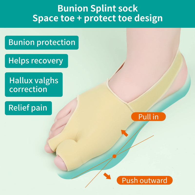 [Australia] - Bunion Corrector Sleeve with Soft Gel Bunion Pads Toe Straightener DYKOOK Toe Separator for Overlapping Toe, Hallux Valgus, Bunion Splint Support Sock Bunion Pain Relief Guard (Large) Beige L 