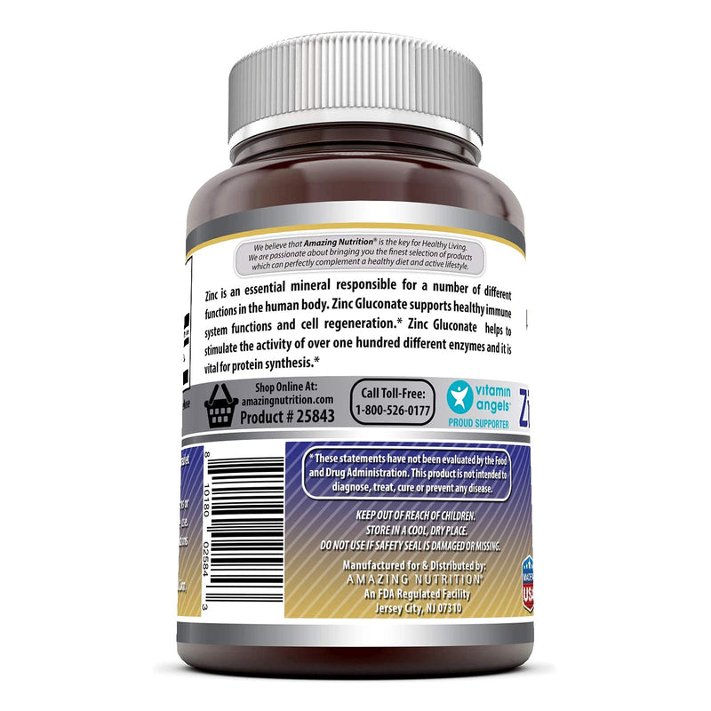 [Australia] - Amazing Formulas Zinc Gluconate 50mg Tablets (Non-GMO, Gluten Free) - Supports Immune System - Supports Enzymes Function - Promotes Healthy Skin (250 Count (Pack of 1)) 250 Count (Pack of 1) 