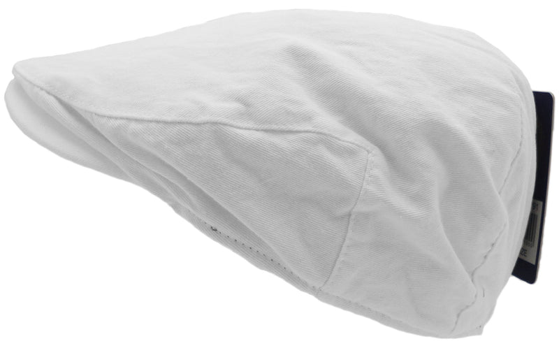 [Australia] - Men's Cotton Front Button Flat Cap Ivy Gatsby Newsboy Hunting Hat White 