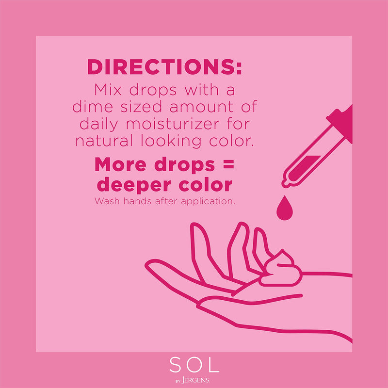 [Australia] - SOL by Jergens Deeper by the Drop Self Tanning Drops, Travel Size Self Tanning Water, Add to Lotions, Serums, and Oils for Custom Tan, for Year-Round Glow, 1 Fluid Ounce 