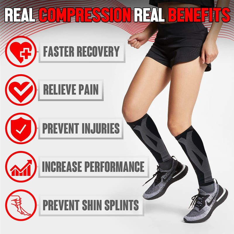 [Australia] - BLITZU 3 Pairs Calf Compression Sleeves for Women and Men Size L-XL, One White, One Pink, One Purple Calf Sleeve, Leg Sleeve. 