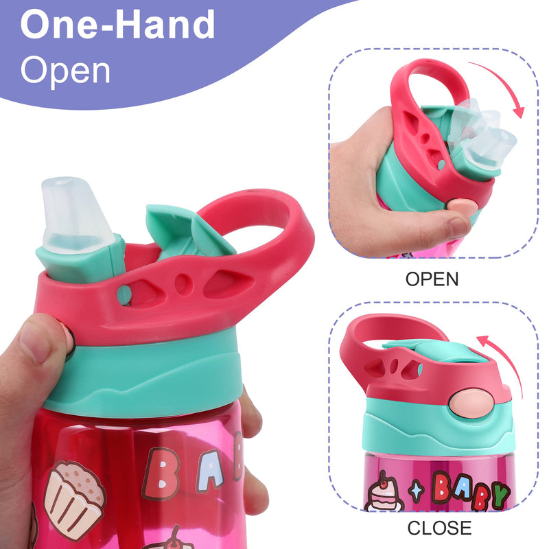 [Australia] - Kids Water Bottle with Straw for School Leak Proof 480ML Toddler Water Bottles BPA-Free for Boys & Girls (Blue) Blue 