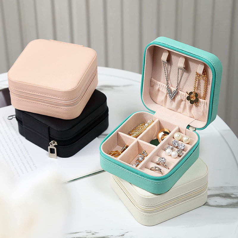 [Australia] - Small Portable Travel Jewelry Box Organizer Display Storage Bag Portable Travel Storage Box for Storage Rings Earrings Necklace (Light Blue) Light Blue 