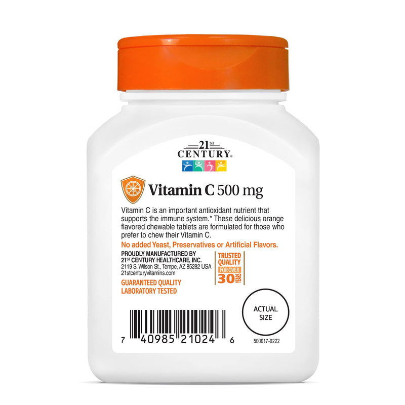 [Australia] - 21st Century Vitamin C 500 mg Chewable Tablets, Orange, 110 Count 