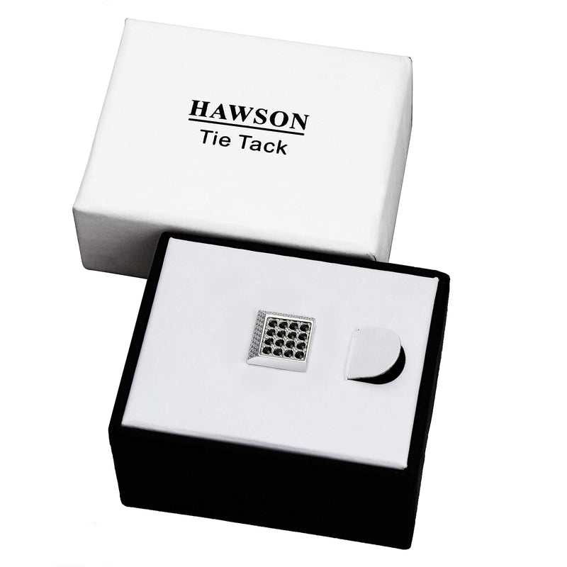 [Australia] - HAWSON Classical Tie Tack Clips Lapel Pins Brooch Hat Pins for Men Wedding Business Accessories silver and black 