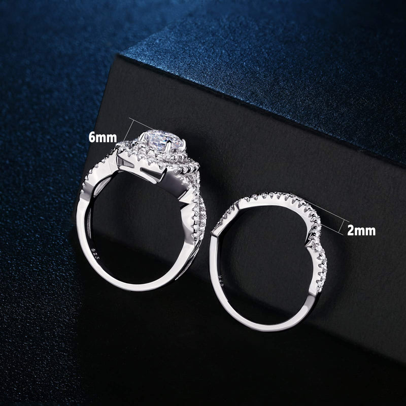 [Australia] - Newshe Wedding Band Engagement Ring Set For Women 925 Sterling Silver 1.8Ct Round White AAA Cz Size 5-10 