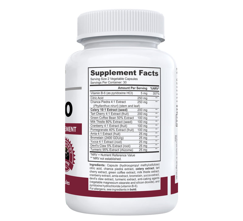 [Australia] - UricPro Uric Acid Cleanse Supplement | Tart Cherry, Turmeric, Celery, Milk Thistle, Bromelain, Cranberry & More | Non-GMO | 60 Vege Capsules 