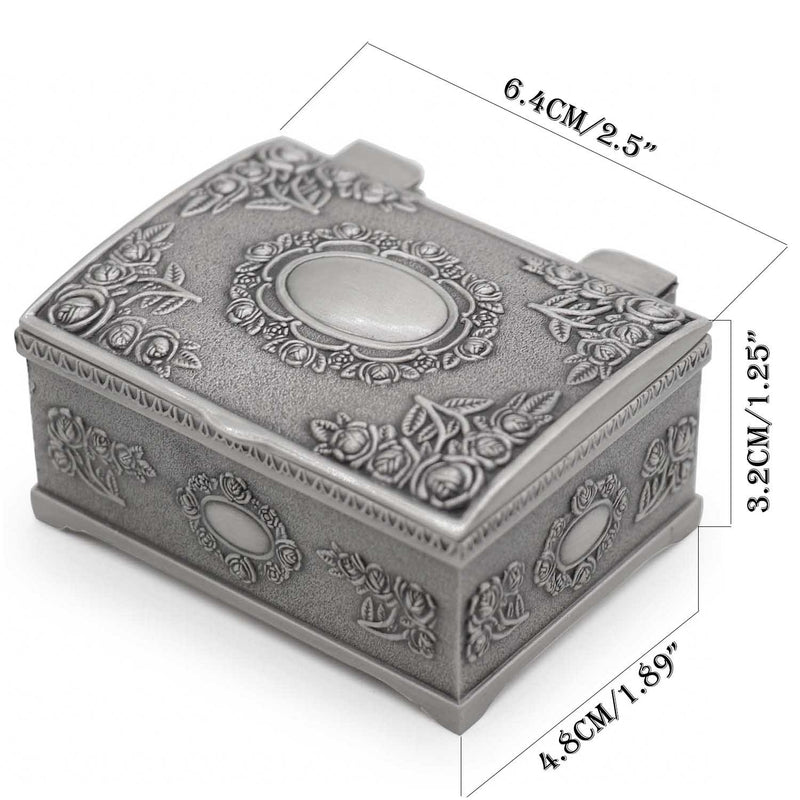 [Australia] - AVESON Small Rectangle Vintage Metal Jewelry Box Trinket Gift Box Chest Ring Case for Girls Ladies Women 