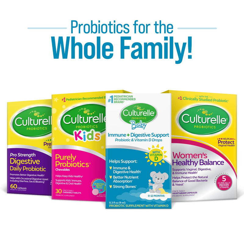 [Australia] - Culturelle Baby Immune & Digestive Support Probiotic + Vitamin D Drops, Helps Support Immune & Digestive Health & Strong Bones* in Babies, Infants & Newborns 0-12 Months, Gluten Free & Non-GMO, 9ml Grow & Thrive Drops with Vitamin D 