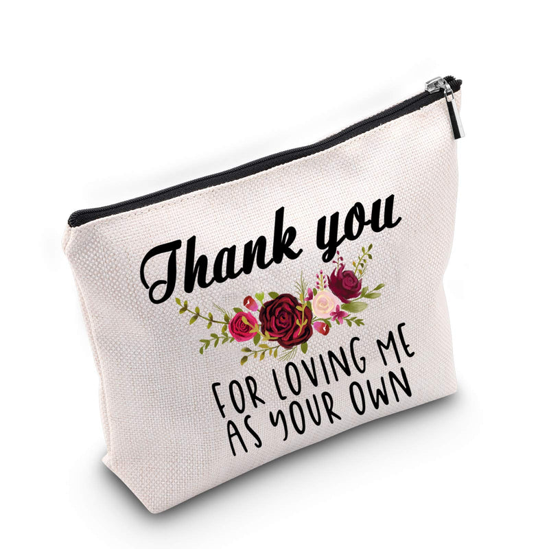 [Australia] - LEVLO Stepmom Gifts Thank You For Loving Me As Your Own Makeup Bags for Mother in law Mother’s day Birthday Gift (Loving Me As Your Own) 