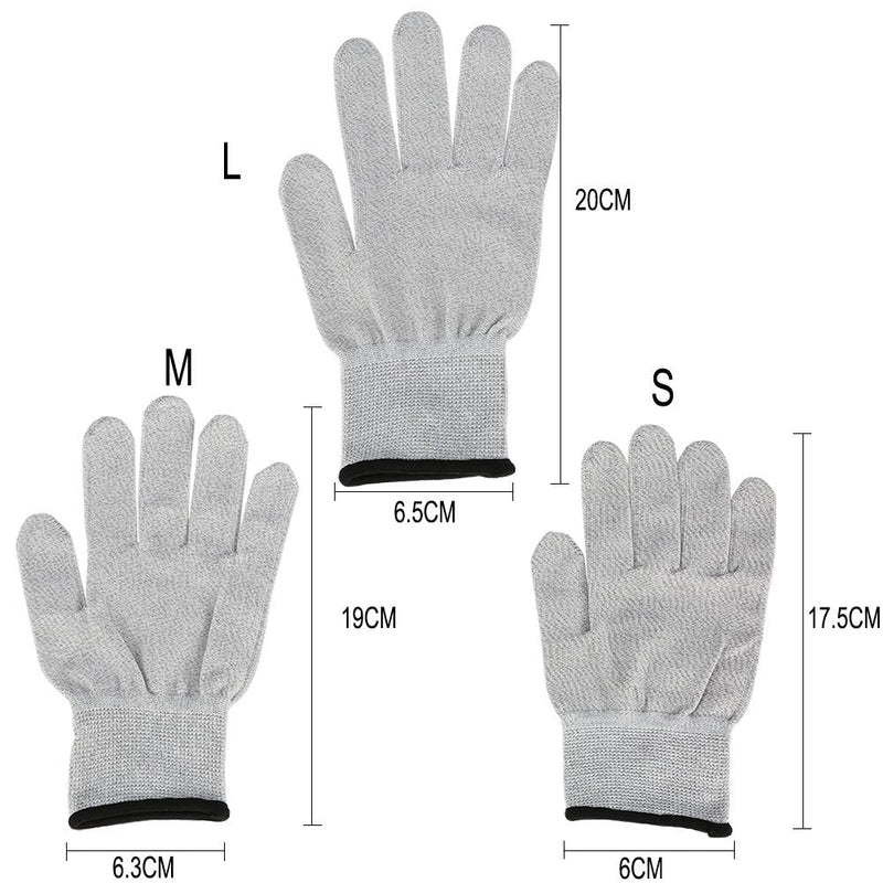 [Australia] - Conductive Glove, 1 Pair Conductive Electrode Massage Gloves Electrode Hand Gloves with Electrode Pads Lead Wires Medium (2 Count) 