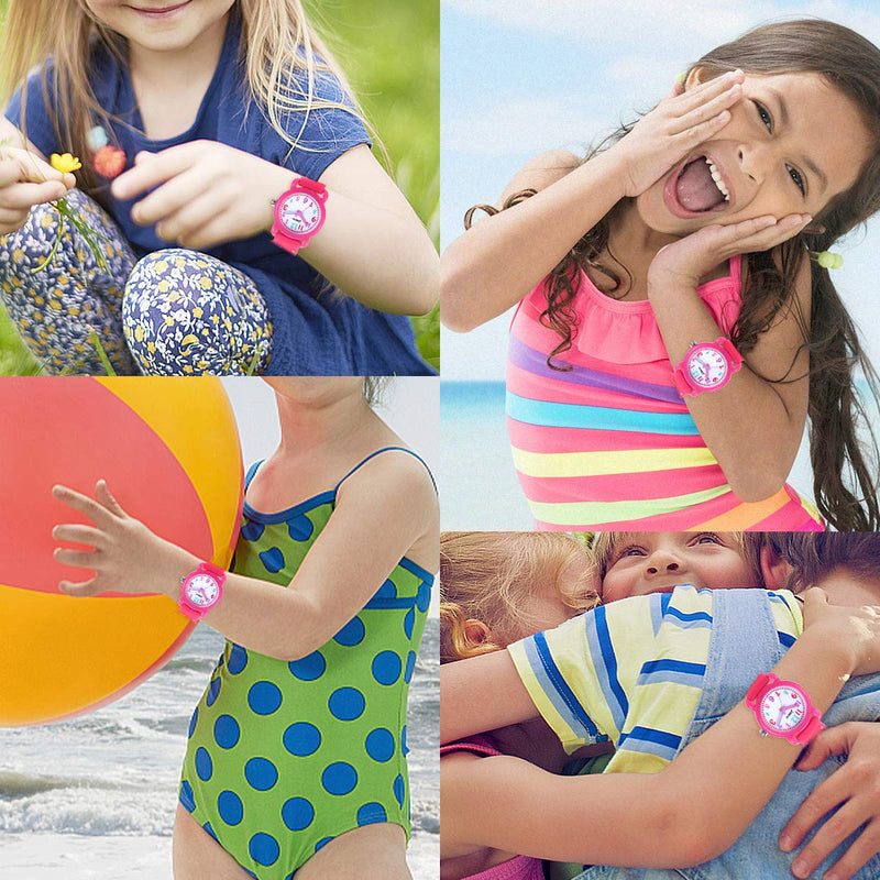 [Australia] - Kids Watch,Girls Watch 3D Cute Cartoon Waterproof Silicone Children Toddler Wrist Watch for 3-10 Year Girls Little Child -Rosered 