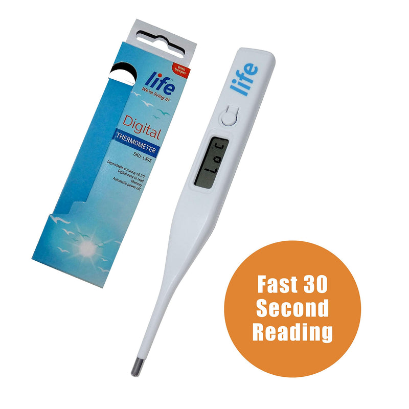[Australia] - Digital Thermometer with Fast 30 Second Reading - for Oral, Underarm, Rectal Temperature - for Adults & Kids - Audible Beep - by Life 