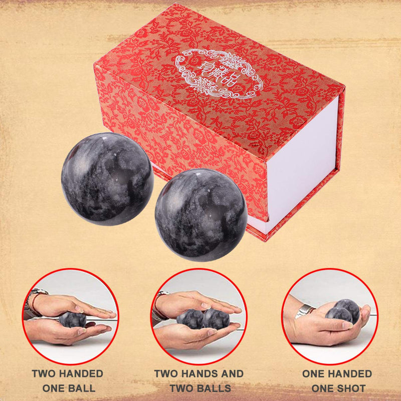 [Australia] - Healifty 1 Set/2PCS Chinese Exercise Baoding Balls Natural Jade Chinese Health Exercise Massage Balls for Health Care 52MM with Gift Case 