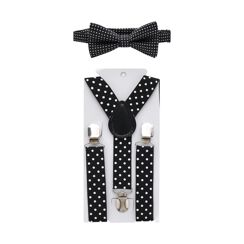[Australia] - Little Kids Suspenders Bowtie Set,Adjustable Clothing Accessories for Baby Boys and Girls ,1-7 Years Old Black 25 Inches (12 Months to 7 Years) 