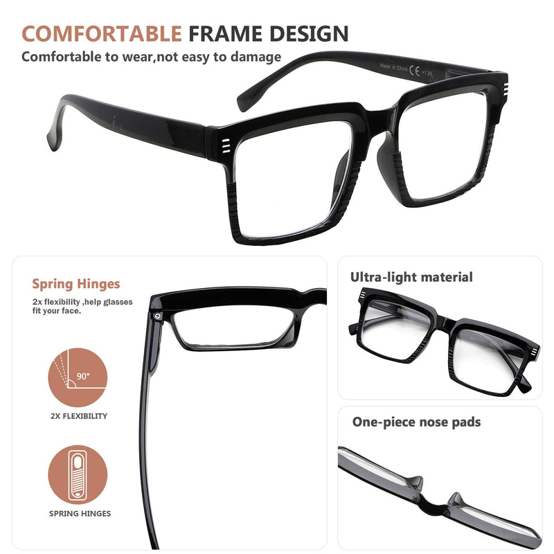 [Australia] - Eyekepper Design Reading Glasses for Women - Fashionable Oversized Readers Black 0.0 Diopters 