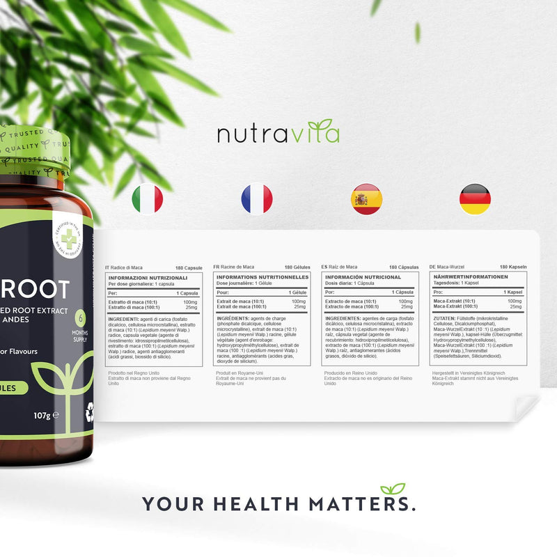 [Australia] - Maca Root Capsules 3500mg – 180 Vegan Capsules – High Strength Maca Root Extract – 6 Month Supply – Made in The UK by Nutravita 