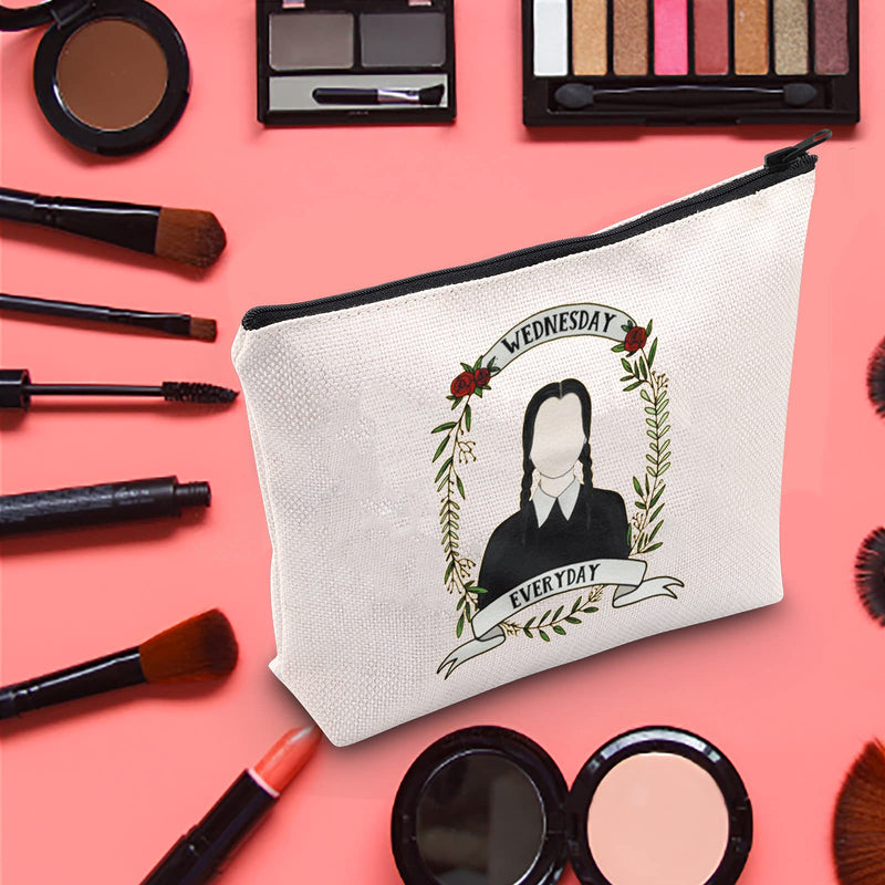 [Australia] - LEVLO Addams Family Cosmetic Make Up Bag Addams Family Fans Gif t Wednesday Addams Makeup Zipper Pouch Bag For Women Girls, Wednesday Everyday, 