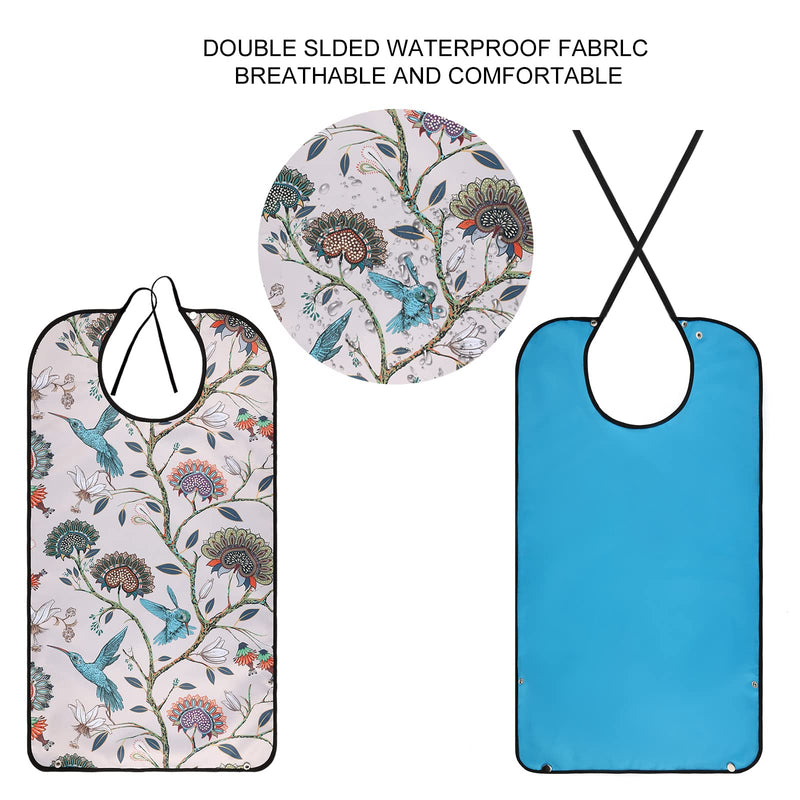 [Australia] - AIEX Adult Bibs, Waterproof Floral Print Bibs for Eating Washable and Reusable Clothing Protectors Floral 04 