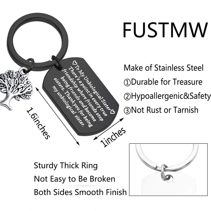 [Australia] - FUSTMW Unbiological Sister Gifts Thank You for Being My Unbiological Sister Keychain Friendship Jewelry Soul Sisters Gifts for BFF Unbiological Sister -Black 