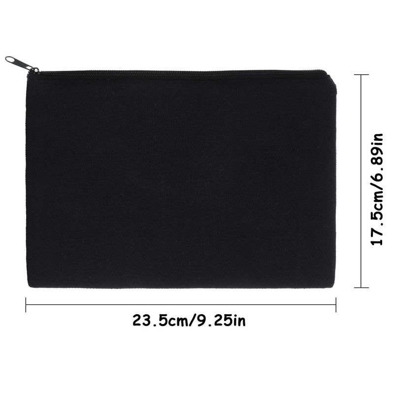 [Australia] - 10 Pieces Cosmetic Bag Multipurpose Makeup Bag with Zipper Canvas Bag Travel Toiletry Pouch DIY Craft Bag Pencil Bag (L, Black) Large 