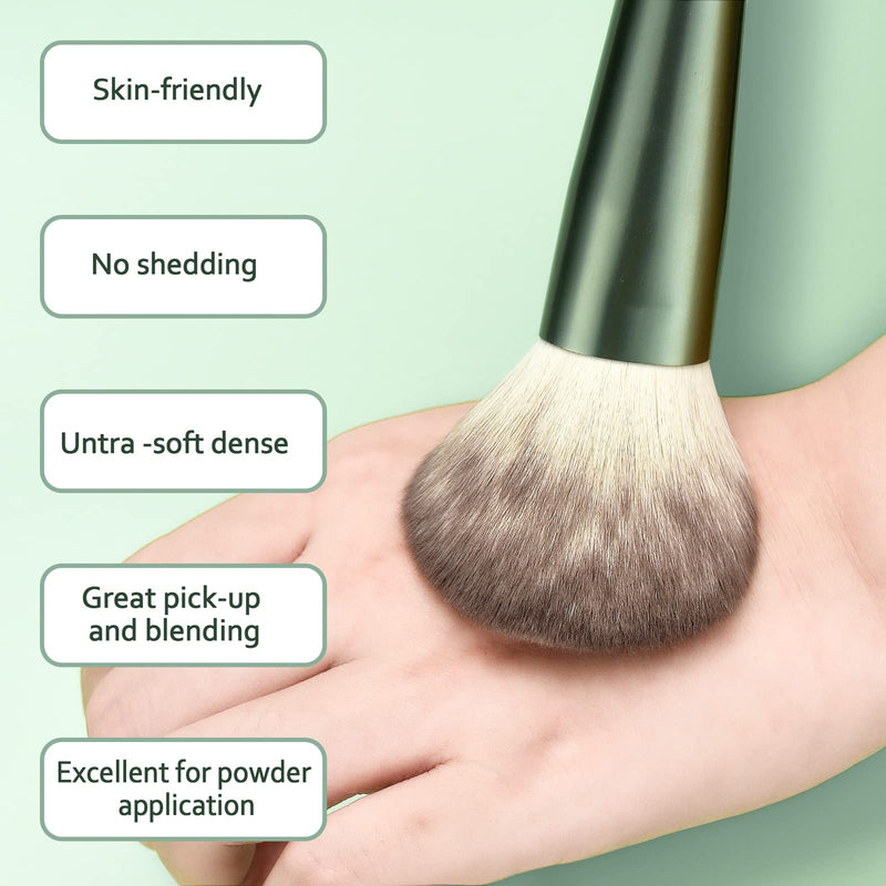 [Australia] - HEYMKGO Makeup Brushes 11pcs Premium Synthetic Bristles Green Color Kabuki Foundation Brush Face Lip Eye Makeup Brush Sets Professional with Gift Box 
