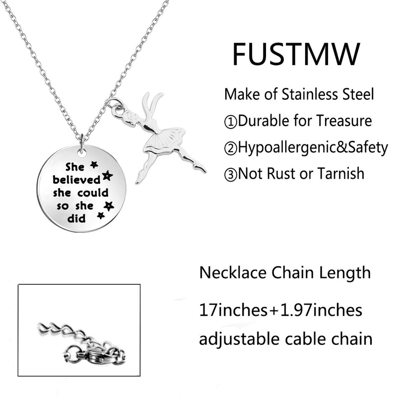 [Australia] - FUSTYLE Dance Necklace She Believed She Could So She Did Inspirational Ballet Dancer Jewelry Dancing Girl Jewelry Recital Gift (She Believed She Could So She Did Necklace 2) 