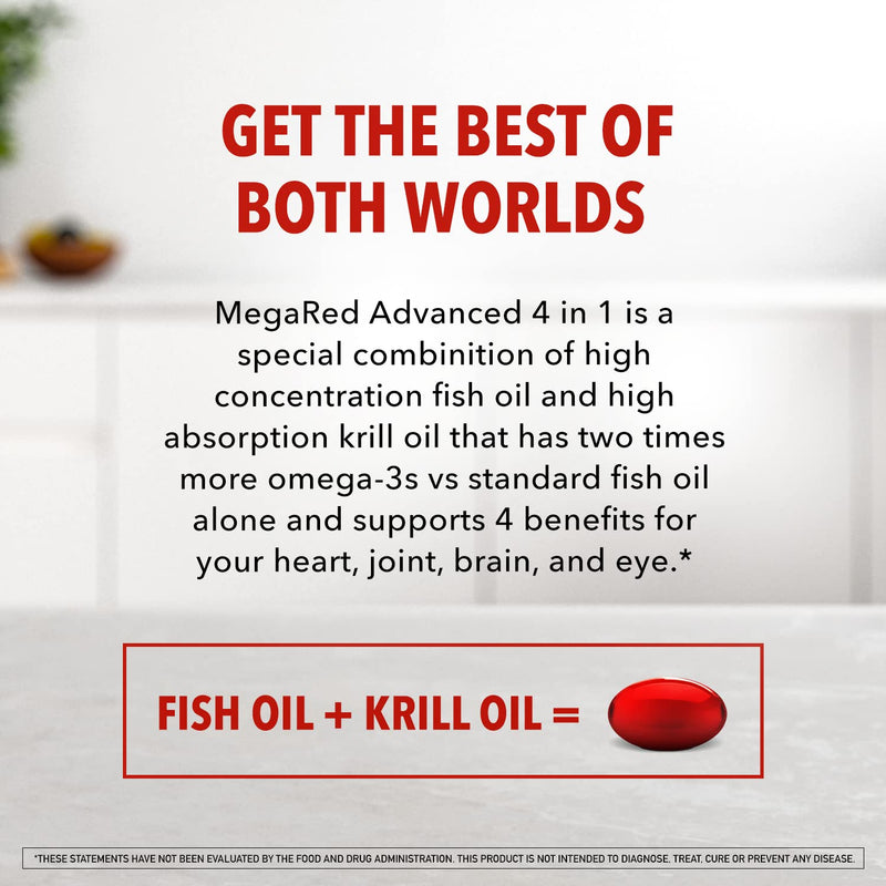 [Australia] - Omega 3 Fish Oil & Antarctic Krill Oil Softgels for Brain, Heart, Joints & Eye Support, MegaRed (80 count bottle), Concentrated Omega 3 Fatty Acid Supplement with EPA, DHA, Phospholipids 80 Count (Pack of 1) 