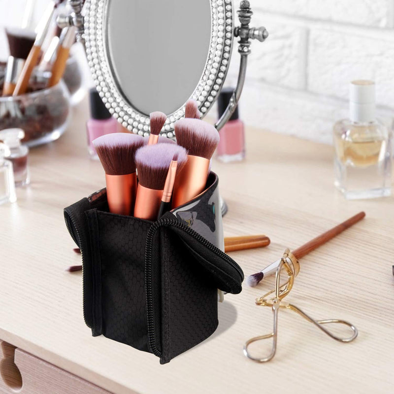 [Australia] - Makeup Brush Holder Organizer Bag Professional Artist Brushes Travel Bag Stand-up Makeup Cup Waterproof Dust-proof Brush Storage Pouch Case (Black) 1 Black Small 