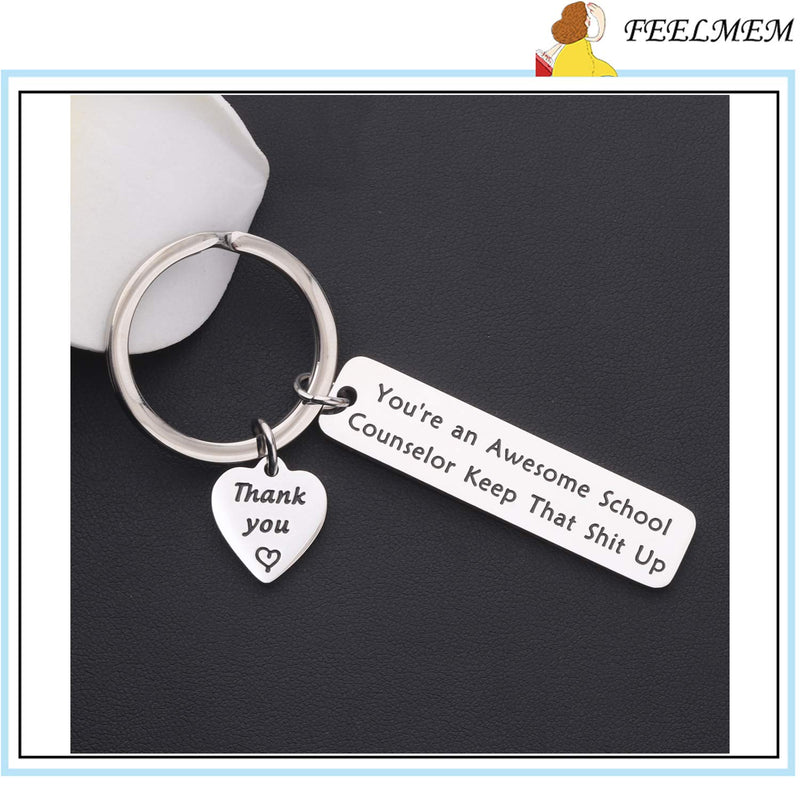 [Australia] - FEELMEM School Counselor Gift School Counselor Keychain Guidance Counselor Gift Advisor Gift You're an Awesome School Counselor Keep That Shit Up Appreciation Gift Thank You Gift silver 