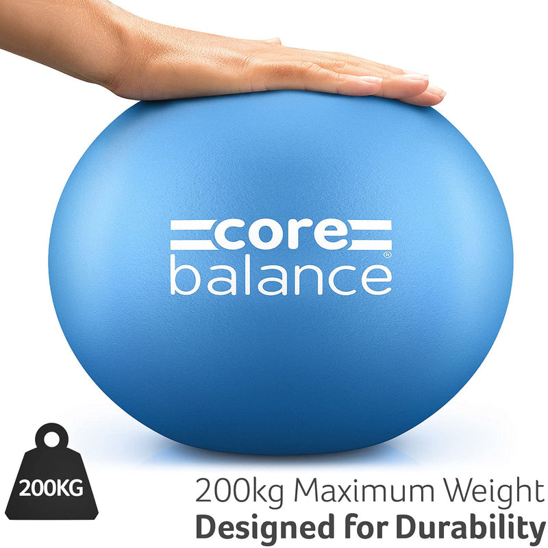[Australia] - Core Balance Soft Pilates Ball 23cm / 9 Inch, Small Anti Burst, Yoga Exercise Fitness Physiotherapy Physical Training, Inflatable Straw For Easy Inflation, 200kg Weight Capacity Blue 