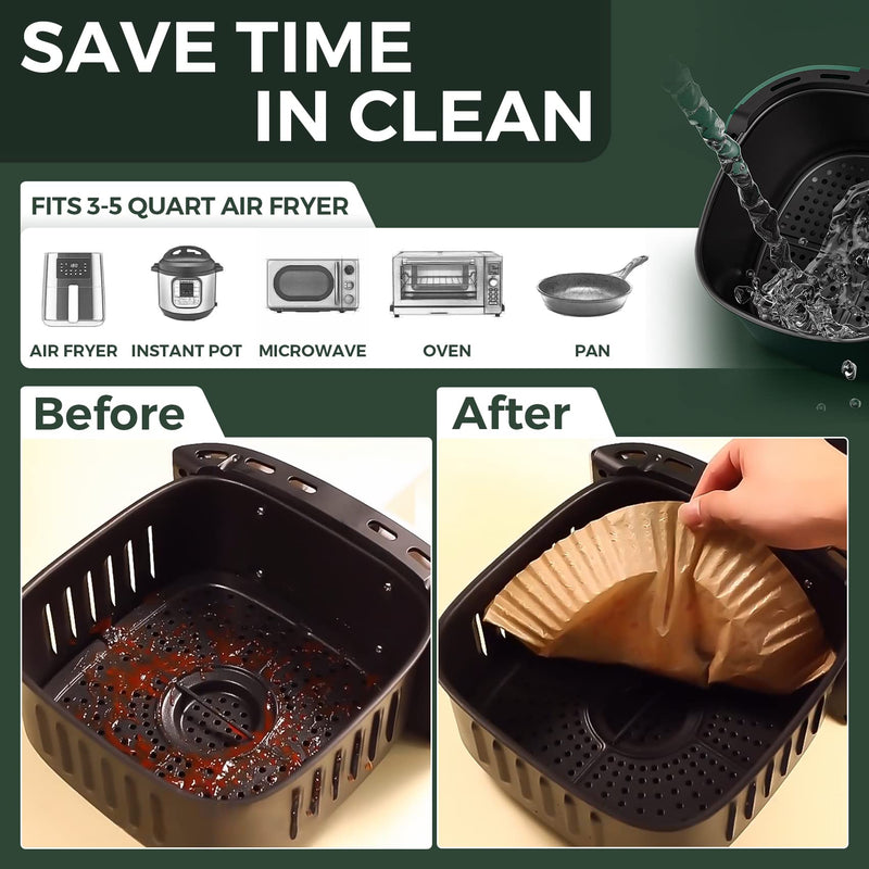 [Australia] - Air Fryer Disposable Paper Liner: Airfryer Instant Pot Oven Insert Parchment Sheets Round, Grease and Water Proof Non Stick Basket Liners for Baking Cooking (100PCS) from ctizne 6.3 Inch (Round) Unbleached 
