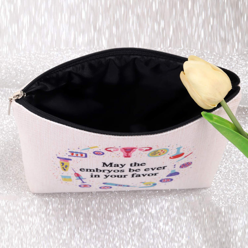 [Australia] - POFULL Infertility Warrior IVF IUI Makeup Bag IVF Encouragement Gift for Infertility Mom May the Embryos Be Ever in Your Favor Makeup bag (May the embryos be ever in your favor makeup bag) 