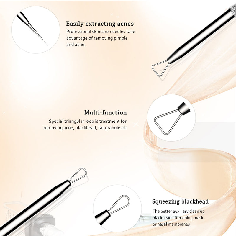 [Australia] - BESTOPE Blackhead Remover Pimple Popper Tool Kit Acne Comedone Zit Blackhead Extractor Tool for Nose Face, Blemish Whitehead Extraction Popping,Stainless Steel with Metal Case Silver 