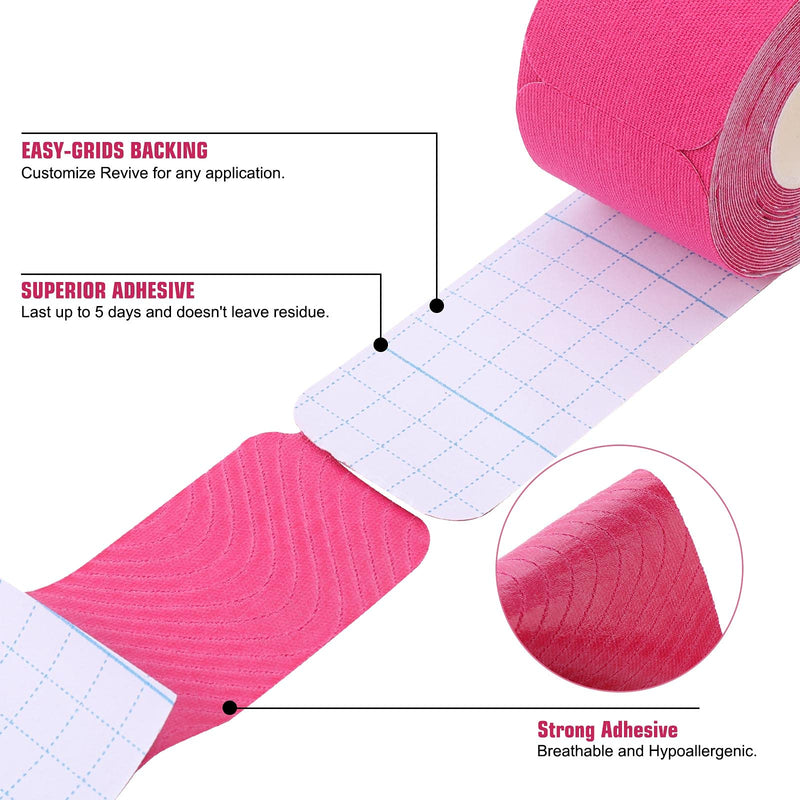 [Australia] - Kinesiology Tape Precut(1 Pack) Elastic Therapeutic Sports Tape Water Resistant Athletic Tape for Knees, Ankles, Shoulder, Elbow, Pain Relief and Injury Recovery 2 Inch x 16.4 feet Per Roll (Pink) (1 Pack) Pink 