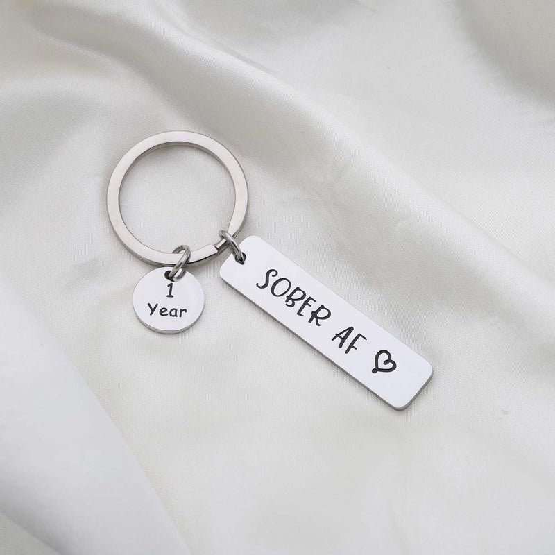 [Australia] - ENSIANTH 1 Year 2 Years 5 Years Sobriety Anniversary Keychain Sobriety Gift AA NA Recovery Jewelry Sober AF Encouragement Gift 1 year key 