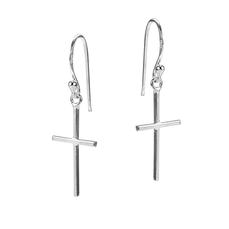 [Australia] - Simple Skinny Cross .925 Sterling Silver Dangle Earrings 